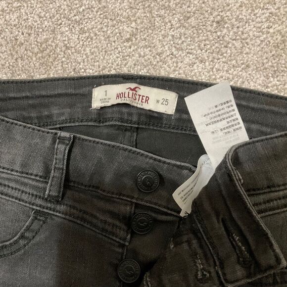 Hollister black super skinny jeans, low rise three button size 1/w 25 - Picture 3 of 8